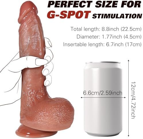 Feels Like Skin! 8.8 Inch Realistic Dildo 100% Body-Safe Silicone Dildo Premium Materials Huge Silicone Dildo With Strong Suction Cup Ultra Soft Lifelike Thick Dildo G Spot Stimulator - Image 3