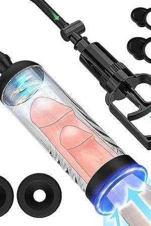 Penis Pump Manual Penis Enlarger Extend Pump, Upgrade Penis Enlargement Vacuum Pump Adult Male Sex Toys For Men Stronger Bigger Erections With 2Pcs Suction Sleeves, 2Pcs Penis Ring