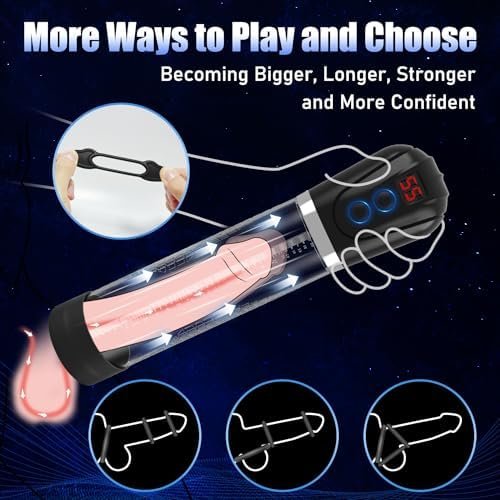 Sex Pump For Men, Strong Penis Pump Sex Toys For Enlarger With 3 Suction Mode, Electric Penis Vacuum Pump With 3 Cock Ring, Training Cock Pump With 3 Pocket Pussy For Male - Image 3