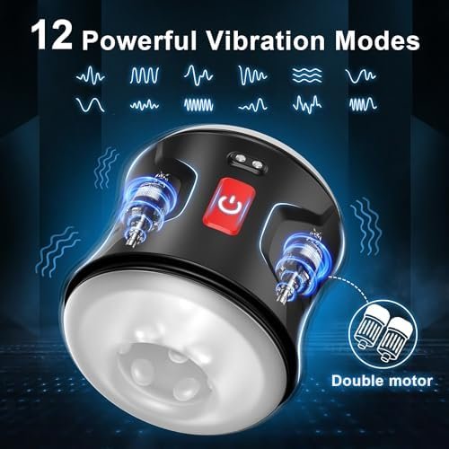 Sex Toys For Men, Dual Motors Automatic Male Masturbators Adult Toys With 12 Vibration Modes, Vibrating Toy Strokers Glans Trainer Stimulator, Mens Machine Masturbators Adult & Games(Black) - Image 2