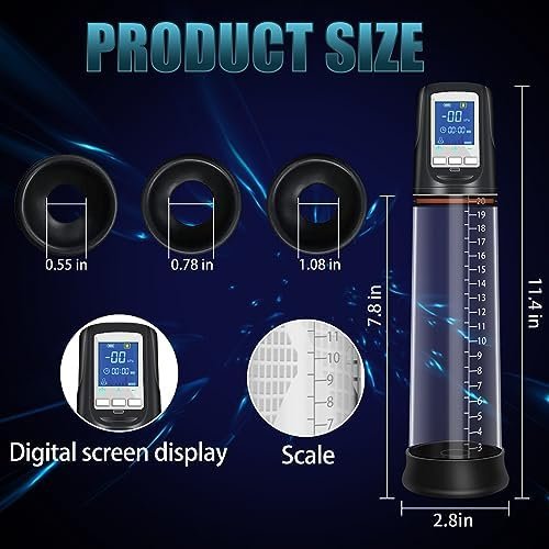 Male-Sex-Toy For Men Penis-Pump Penis-Enlarger - 5 Suction Mode Automatic High-Vacuum Penis Pumps With 3 Size Rings, Dick Pump, Rechargeable Cock Pump With Air Pressure Device - Image 3