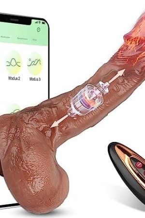 Realistic Dildo Sex Toy With 9 Thrusting & Vibrating Modes, G Spot Vibrator With App & Remote Control, Heating Dildo For Women Vagina & Men Anal Prostate Massager, 8.4'' Huge Penis Adult Toy Flesh