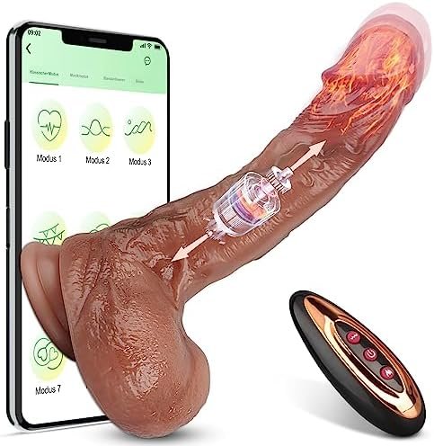 Realistic Dildo Sex Toy With 9 Thrusting & Vibrating Modes, G Spot Vibrator With App & Remote Control, Heating Dildo For Women Vagina & Men Anal Prostate Massager, 8.4'' Huge Penis Adult Toy Flesh