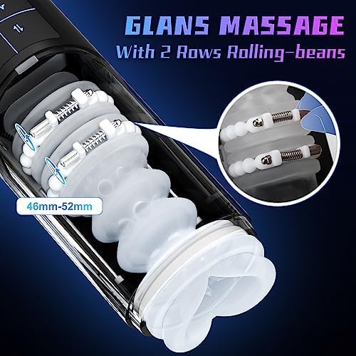 Automatic Male Masturbators Sex Toys For Men With Adjustable Massage Rollers, Male Stroking Toys With Powerful Thrusting & Vibrating Mode, Detachable Visable Realistic Pocket Pussy Adult Toys Strokers - Image 3