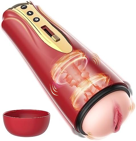 Male Masturbator Sex Toys For Men, Automatic Male Sex Toy 7 Vibrating & 4 Licking Modes Masturbators Cup,3D Realistic Textured Pocket Pussy Mens Sex Machine Electric Penis Pump Adult Sex Toys & Games