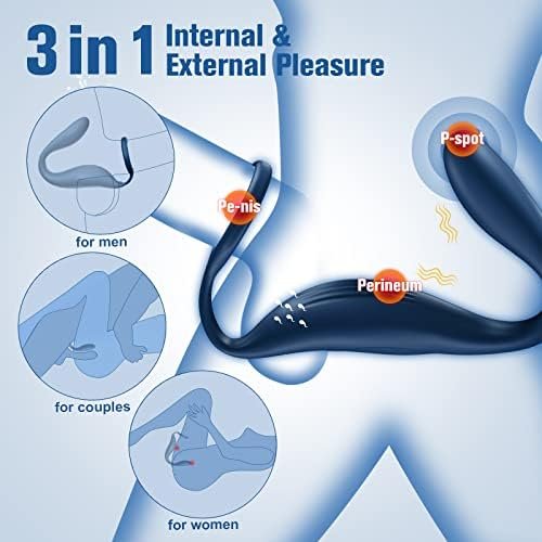 Anal Sex Toys Men Prostate Massager Anal Vibrator With Penis Ring, 180° Flexible & Wearable Couple Vibrator Remote Control Vibrating Anal Butt Plug, 10 Modes Anal Dildo Adult Couples Sex Toy For Men - Image 2