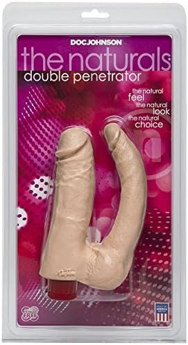 Doc Johnson The Naturals - Vibrating Double Penetrator Dildo - Thick And Thin Dildo Attached At Balls - Made Of Body-Safe Pvc - Proudly Made In America - Dildo - White - Image 2