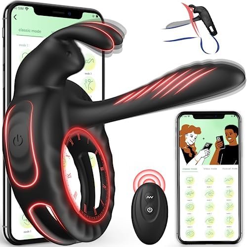 Rabbit Vibrating Cock Ring Penis Ring With App, Couples Sex Toys Vibrators, 10 Vibration Penis Sleeve Girth Enhancer With Bunny Clitoral Stimulator G Spot Vibrator, Adult Sex Toys For Men Women Couple