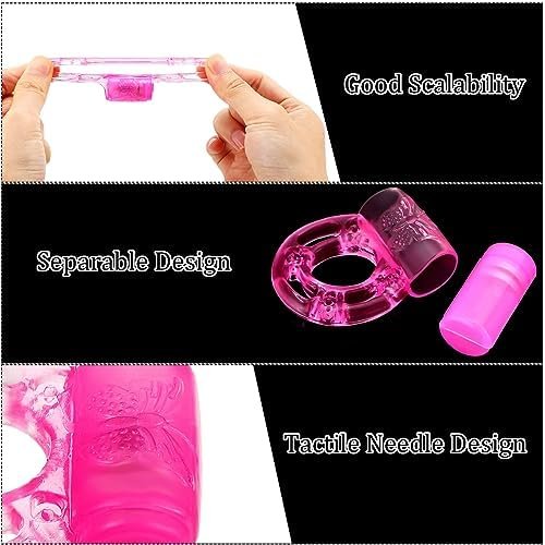 Tisancy 10 Pcs Vibrating Cock Ring Vibrator Disposable Silicone Penis Ring With Clit Stimulator Intimate Toys Soft Penis Vibrating Ring Gifts For Him Or Her Pleasure Couples Adult, Pink - Image 3