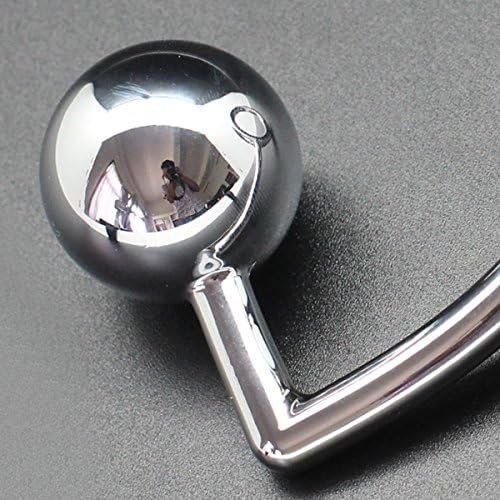 Anal Plug Cock Ring With Ball Metal Steel Hook Chrome Butt - Image 3