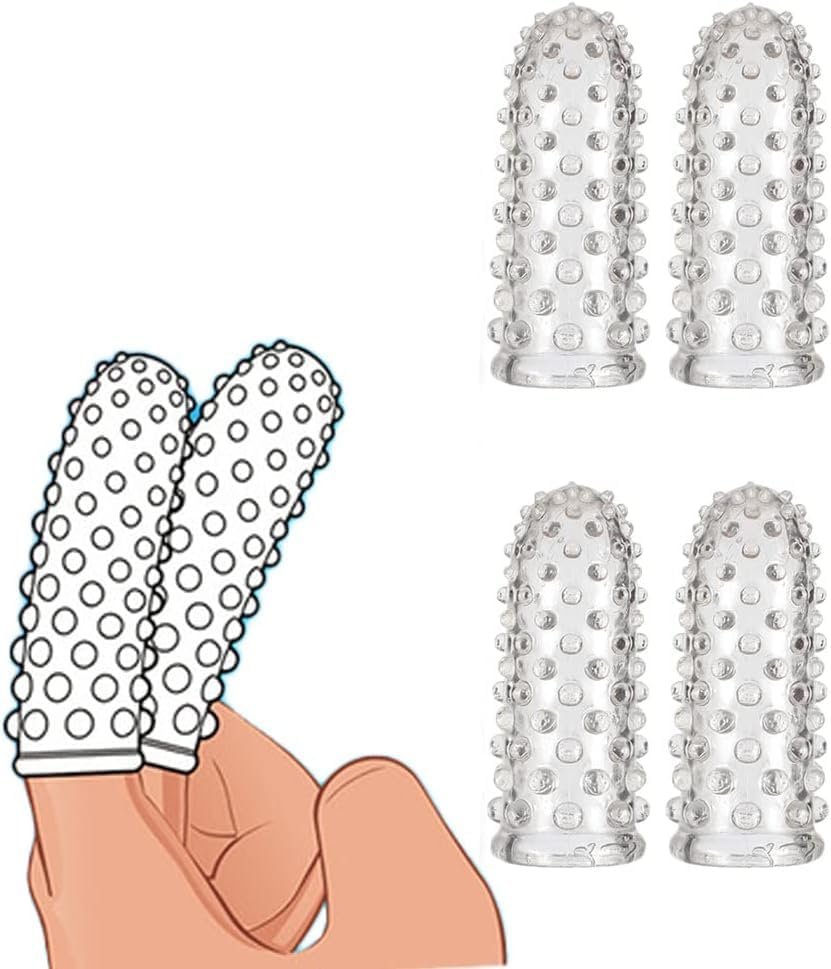 Almymm 4Pc Finger Vibrator Masturbation Sleeve G Spot Clitoris Vibrator,Female Mini Vagina Massage Stimulates Masturbator Vibrator Adult Sex Toy For Women Couple Pleasure