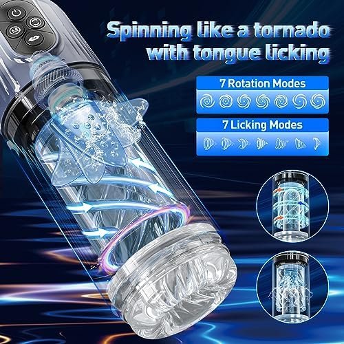 Automatic Male Masturbator,Sex Toys For Men,7 Rotating And Sucking Fully Waterproof Masturbation Cup,Men'S Pocket Pussy Hands Free Masterburbater With Tongue Licking,Male Sex Toys Adult Toy (Black) - Image 3