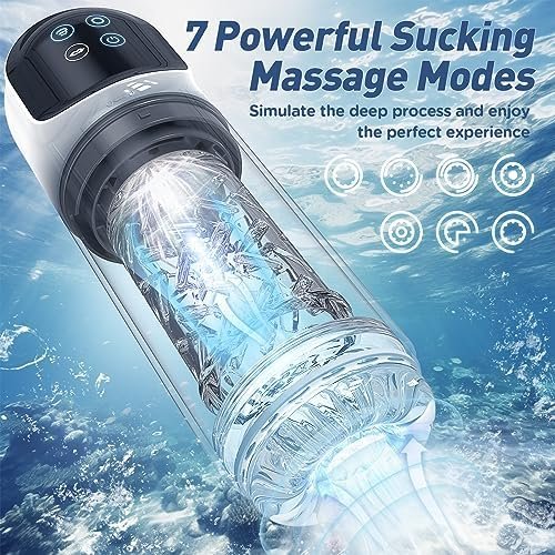 Automatic Male Masturbator - Penis Pump Male Sex Toys For Men Sex Toy Adult Toys Sex Machine Pocket Pussy Male Stroker Male Masturbators With 4 Pump & 7 Sucking & 7 Rotating & 7 Licking & Lcd Display - Image 2