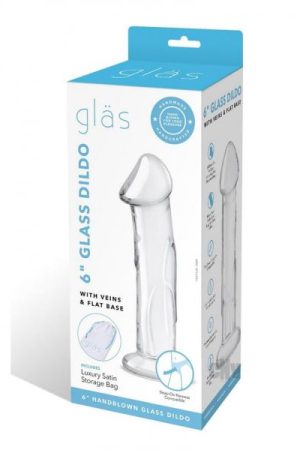 Dildo W/veins Flat Base Glass 6