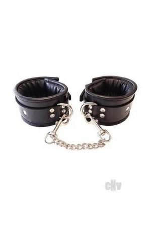 Padded Leather Ankle Cuffs Black