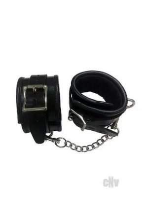 Padded Leather Wrist Cuffs Black