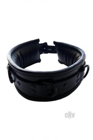 Padded Leather Collar Black