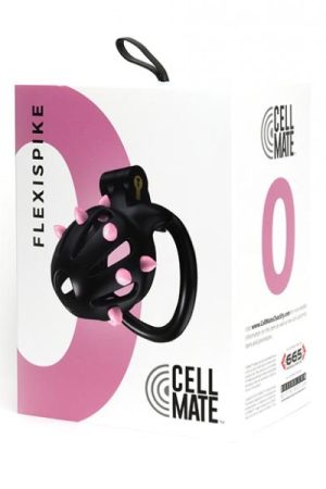 Sport Fucker Cellmate Flexispike Chastity Cage - Size 0 Black/pink