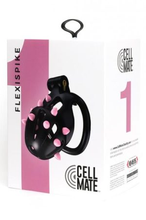 Sport Fucker Cellmate Flexispike Chastity Cage - Size 1 Black/pink