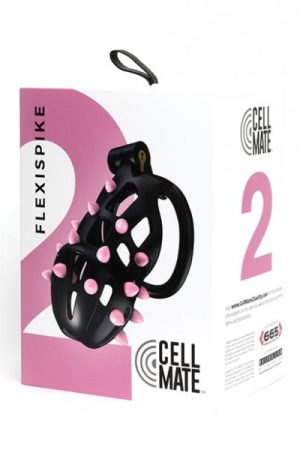 Sport Fucker Cellmate Flexispike Chastity Cage - Size 2 Black/pink