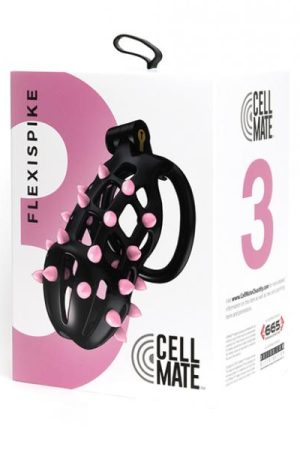 Sport Fucker Cellmate Flexispike Chastity Cage - Size 3 Black/pink