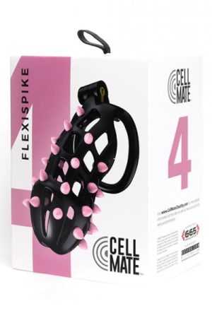 Sport Fucker Cellmate Flexispike Chastity Cage - Size 4 Black/pink
