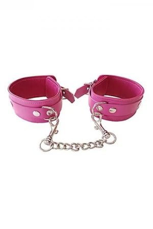 Plain Leather Wrist Cuffs - Pink