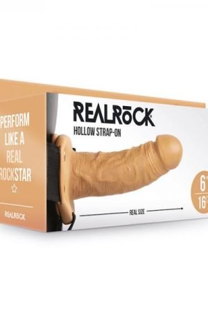 Realrock Hollow Strap-on Without Balls 6 In. Caramel