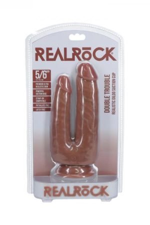 Realrock Double Trouble 5 In. / 6 In. Dildo Tan