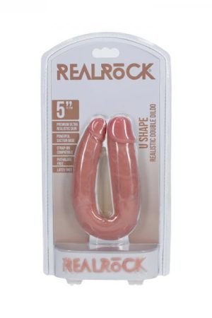 Realrock 5 In. U-shaped Double Dildo Beige