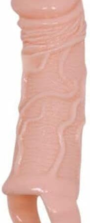 Honeypleasures Silicone Condom Reusable Realistic Penis Sleeve Extender w/Ball Loop Enlarger Flesh 5"