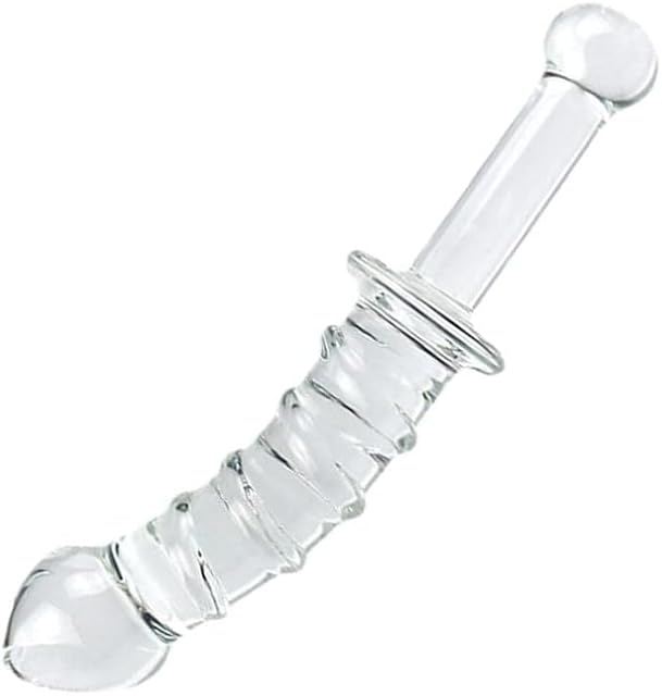 Glass Anal Dildo, Crystal Glass Pleasure Wand Dildo, G spot Dildo Anal Vagina Clitoral Stimulator, Anal Training Adult Toys Prostate Massager, Sex Toys for Men Women (Transparent Sword Dildo)