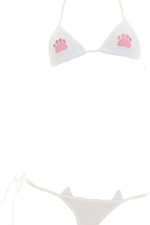 Womens Sexy Micro bikini Suit Anime Bikini Cosplay Lingerie Kawaii Bra and Panty Set Cute