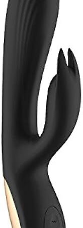 4 Colors of Liquid Silicone Rabbit Vibrator Plug with 7 Modes Recharge G Spot Vibrator Mute Sex Toy for Man Women-black