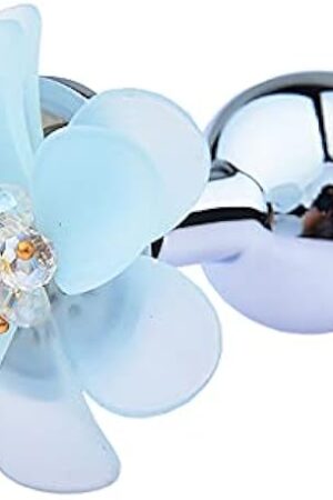 Adult Metal Anal Plug Flower Base Butt Plug Simulated Large Petal Bud Stainless Steel Anal Plug Set(Blue)
