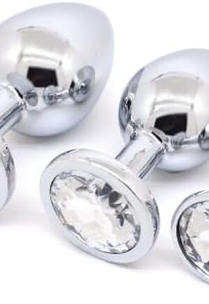 BDSM 3 Pcs Anal Plug Sets Adult Anal Toys Jewel Butt Plugs G Spot Anal Sex Anal Training Kit Adult Sex Toys for Beginner Unisex Women Men Couple Fetish SM Game Bedroom