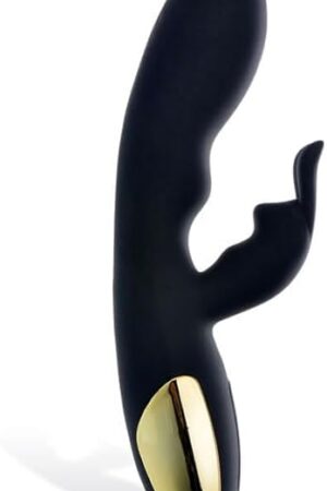 Adam and Eve Rechargeable Waterproof Rabbit Vibrator, Clitoral and G Spot Stimulation Adult Sex Toy for Women and Couples, Vibrating Massager for Date Night and Perineal Play, Gold and Black Design