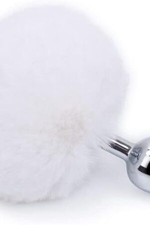 Anal Butt Plug 7 Color Stainless Steel Tail Anal Plug Tail Butt Plug Anal Sex Toys Adult Products (Color : White)