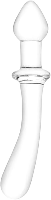 Curved 9 Inch Dual Ended Glass Dildo with Lube 1oz | Double-Ended Dildo | Glass Dildos | Butt Plugs | G-Spot Massager