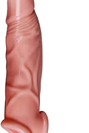 Bigger 8 inch Brown Reusable Pennis Sleeves Girth for Men Extender Enlarger Extension Sheath Elastic Long Lasting Time Size Sleeve Waterproof Best Gift for Men,92332