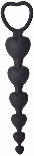 Anal Butt Plug Silicone Anal Plug with Mini Vibrator Heart Beads G-Spot Stimulating Massager Anus Masturbation Adult Anal Sex Toy (Color : Black)