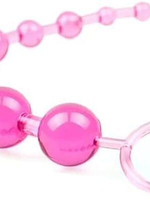 Butt Plug with Silicone Anal Bead Anal Sex Toys with Safe Pull Ring in Pink