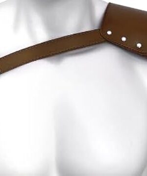 Adjustable Black Leather Mens Shoulder Harness & Metal Buckles