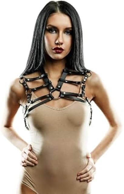 Women's Punk Shoulder Belt Harness Leather Goth Shoulder Chain Adjustable Gothic Backless Corset Fetish Body Chain Masquerade Rave Party Nightclub Bar Club