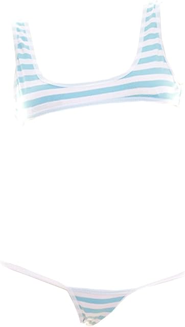 Women Sexy Top And Panty Set Cute Japanese Anime Cosplay Lingerie Lolita Kawaii Micro Bikini Striped Panties Costume