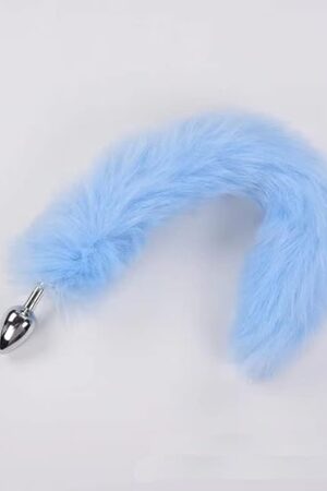 Fox Tail Anal Plug,Stainless Steel Flirting Tool for SM & Cosplay (18" Blue)