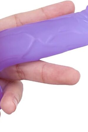 4 in Realistic Small Dildo,Beginner Anal Plug,Soft Anal Dildo with Curved Shaft and Balls,Adult Anal Sex Toy Women Men Couples.Experience Multi-Purpose Mini Style(Purple)