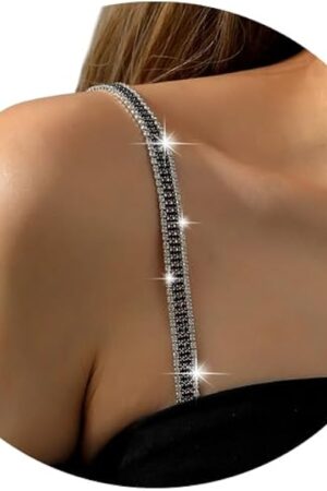 2Pcs Rhinestone Shoulder Straps Jewelry Crystal Strap Chain Detachable Lingerie Chain Bridal Wedding Festival Rave Dress Bra Body Chain Jewelry for Women
