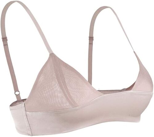 Womens Silk Light Bralette Sexy 1/2 Soft Cup Wireless Bra Triangle Tops with Smooth Satin