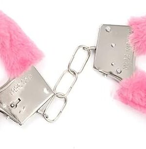 Furry Sex Handcuffs with Keys,Adjustable Ankle Cuff Bracelets,Stainless Sex Bondage Restraints,SM Plush Bondage Fetish Handcuffs,Adult Couples Sex Toys,Cosplay Party Stage Police Costume Prop (Pink)
